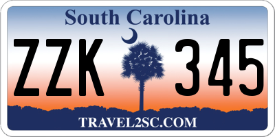 SC license plate ZZK345