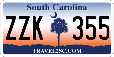 SC license plate ZZK355