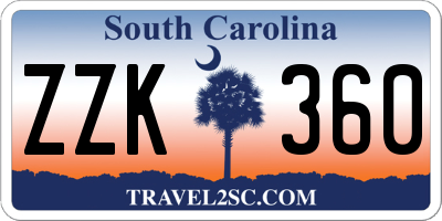 SC license plate ZZK360