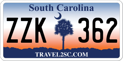 SC license plate ZZK362
