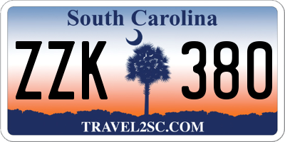 SC license plate ZZK380