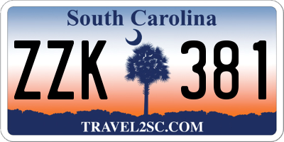SC license plate ZZK381