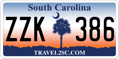 SC license plate ZZK386
