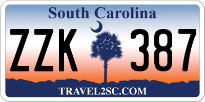SC license plate ZZK387