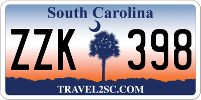 SC license plate ZZK398