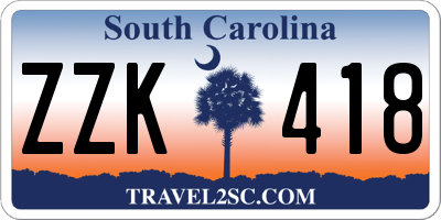 SC license plate ZZK418