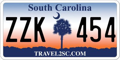 SC license plate ZZK454