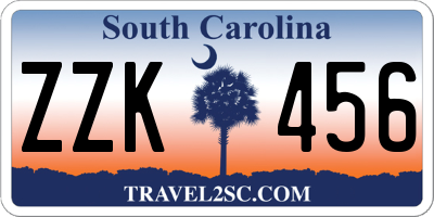 SC license plate ZZK456