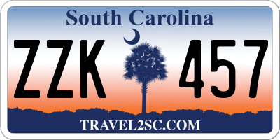 SC license plate ZZK457