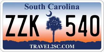 SC license plate ZZK540