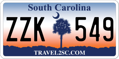 SC license plate ZZK549