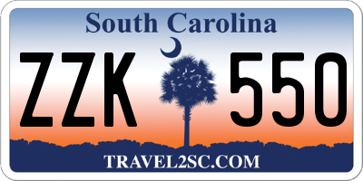 SC license plate ZZK550