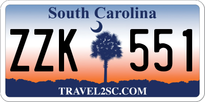 SC license plate ZZK551