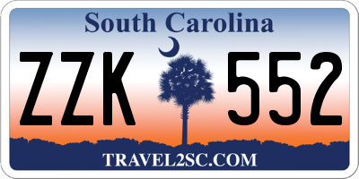 SC license plate ZZK552
