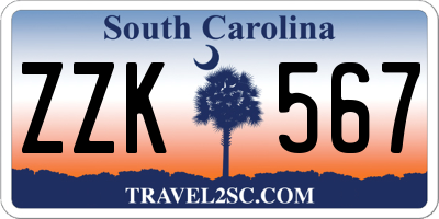 SC license plate ZZK567