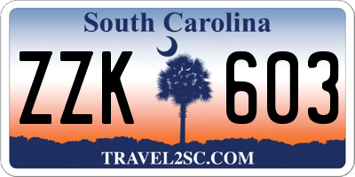 SC license plate ZZK603