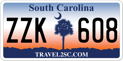 SC license plate ZZK608