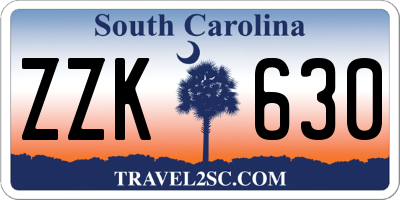 SC license plate ZZK630