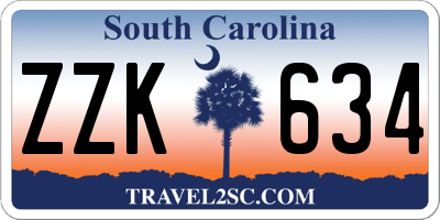 SC license plate ZZK634