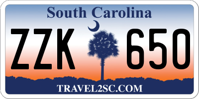 SC license plate ZZK650