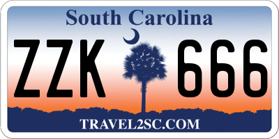 SC license plate ZZK666