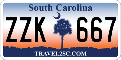 SC license plate ZZK667