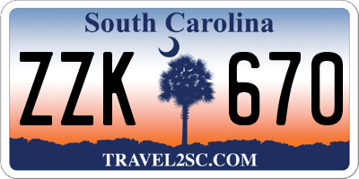 SC license plate ZZK670