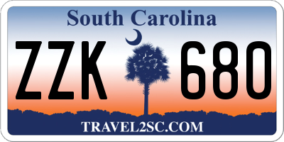 SC license plate ZZK680