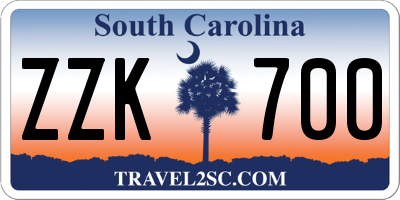 SC license plate ZZK700