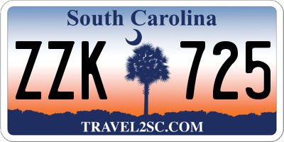 SC license plate ZZK725
