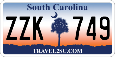 SC license plate ZZK749