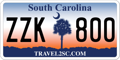 SC license plate ZZK800