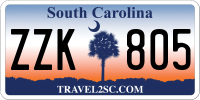 SC license plate ZZK805