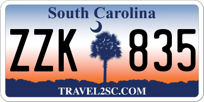 SC license plate ZZK835