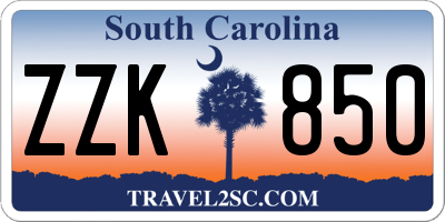 SC license plate ZZK850