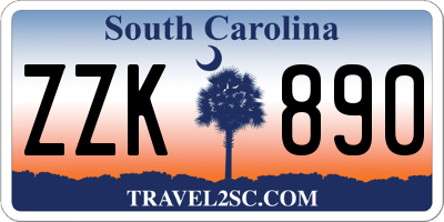 SC license plate ZZK890