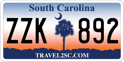 SC license plate ZZK892