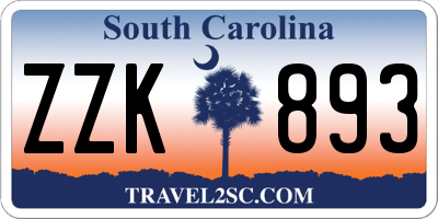 SC license plate ZZK893