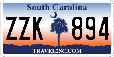 SC license plate ZZK894