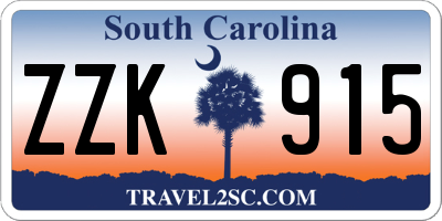 SC license plate ZZK915