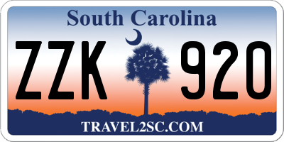 SC license plate ZZK920