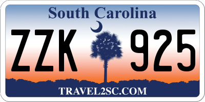 SC license plate ZZK925