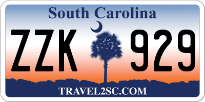 SC license plate ZZK929