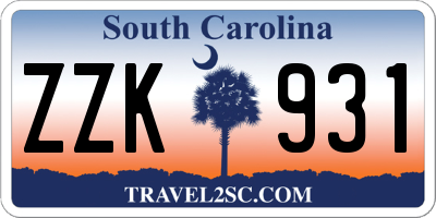SC license plate ZZK931
