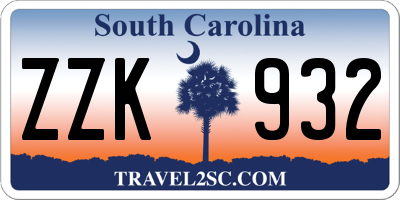 SC license plate ZZK932