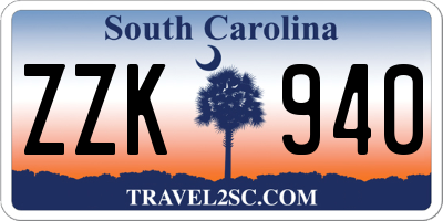 SC license plate ZZK940