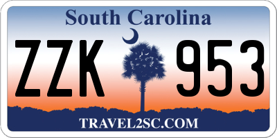 SC license plate ZZK953