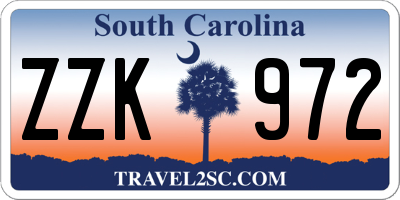 SC license plate ZZK972