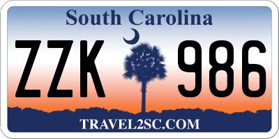 SC license plate ZZK986