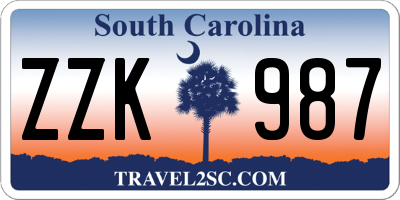 SC license plate ZZK987